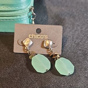Chico's Mint Green and Mixed Metals Drop Earrings